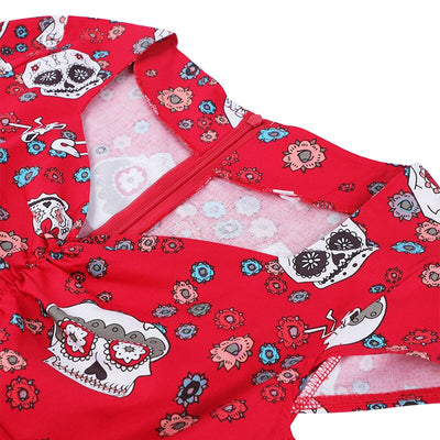 Rockabilly Halloween Skull -Mekko