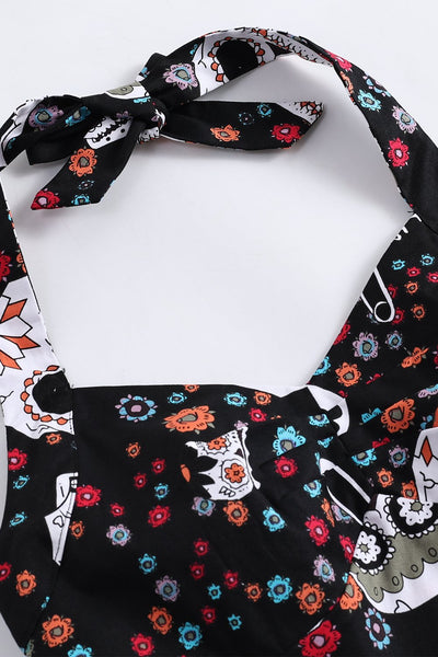 Vintage Skull Pattern Halloween -Mekko