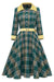 Vihreä Vintage Syksyinen Ruudullinen Mekko