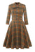 Vintage Ruskea Ruudullinen Mekko