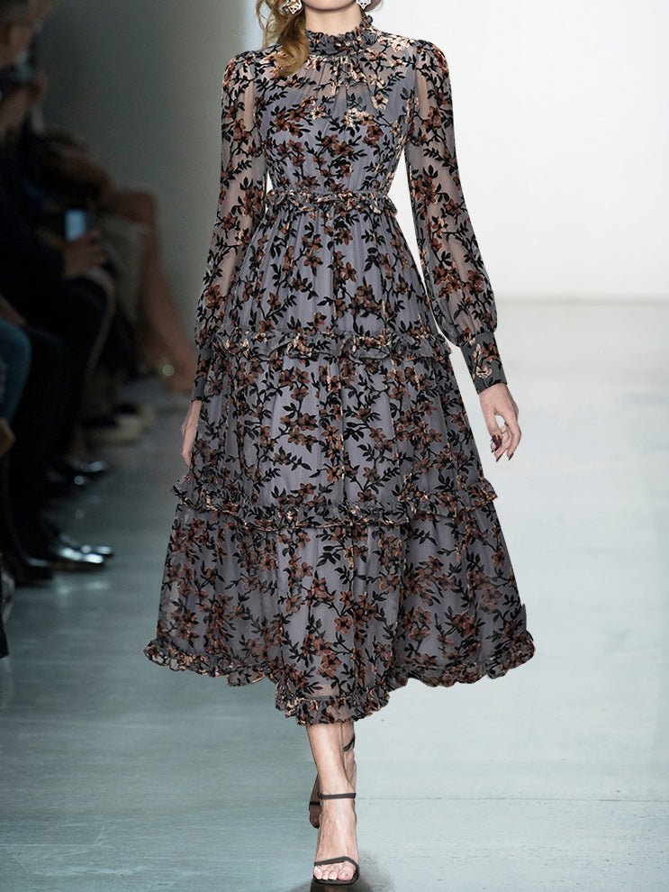 40-Luvun Vintage Sininen Kukkamekko