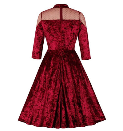 60-Luvun Vintage Viininpunainen Mekko