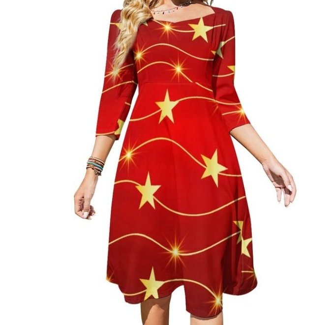 Naisten Red Star -Mekko 70-Luvun Vintage Disco