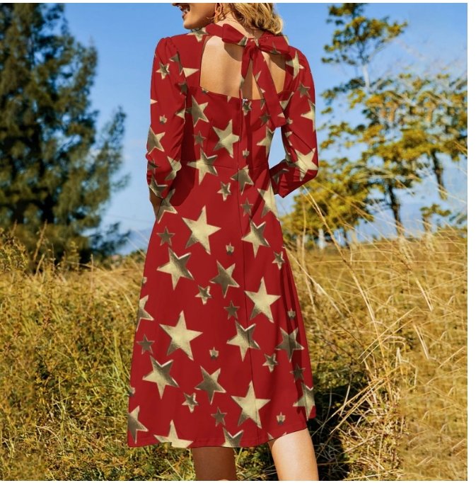 Naisten Red Star -Mekko 70-Luvun Vintage Disco