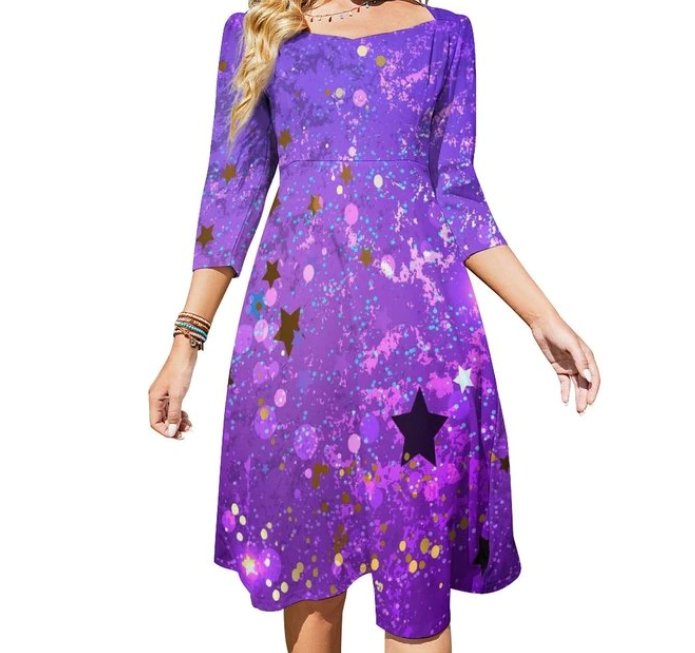 Naisten Violetti Mekko 70-Luvun Vintage Smaragdi