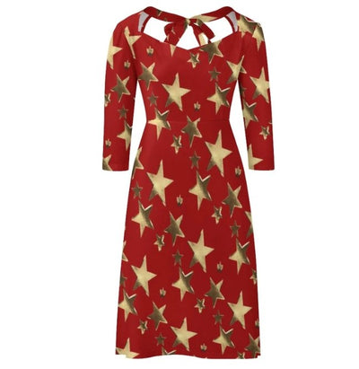 Naisten 70-Luvun Vintage Punainen Mekko