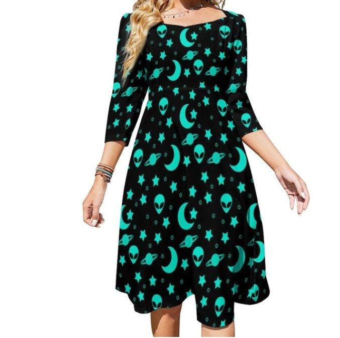 Naisten 70-Luvun Vintage Vihreä Mekko