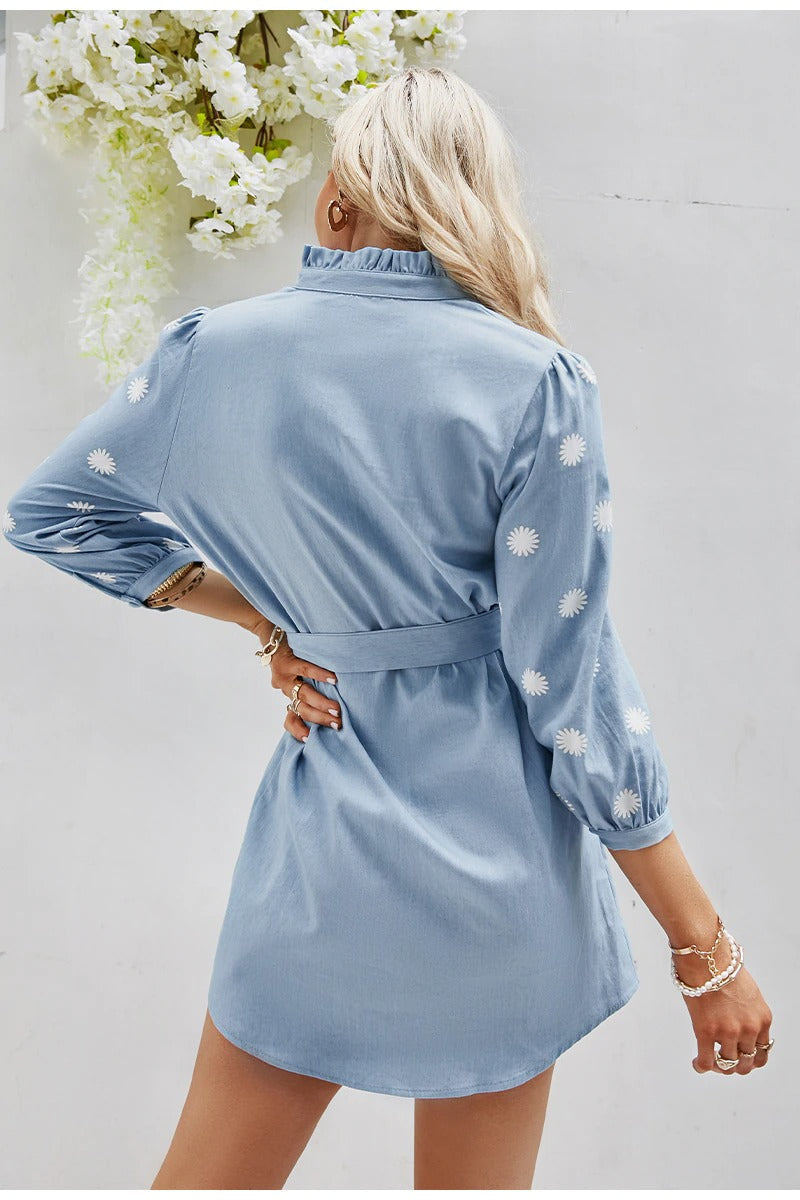 Vaaleansininen Vintage Minimekko