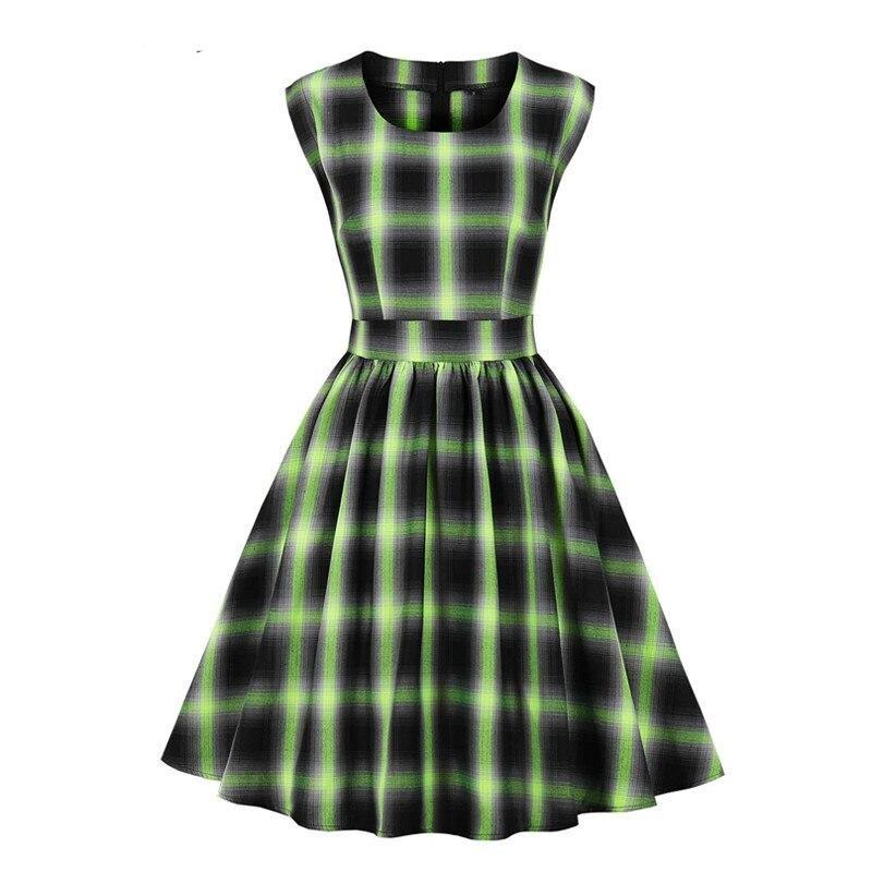 Hihaton Vintage-Ruudullinen Mekko