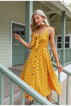 Vintage Keltainen Pilkkumekko