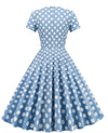 Vintage Sininen Polka Dot Avoin Mekko