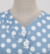 Vintage Sininen Polka Dot Avoin Mekko