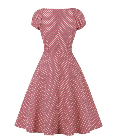 Vintage Punainen Pilkullinen Avoin Mekko
