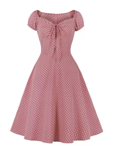 Vintage Punainen Pilkullinen Avoin Mekko