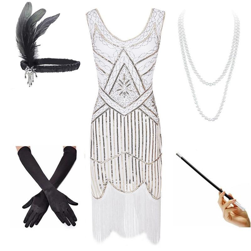 20-Luvun Vintage Valkoinen Mekko