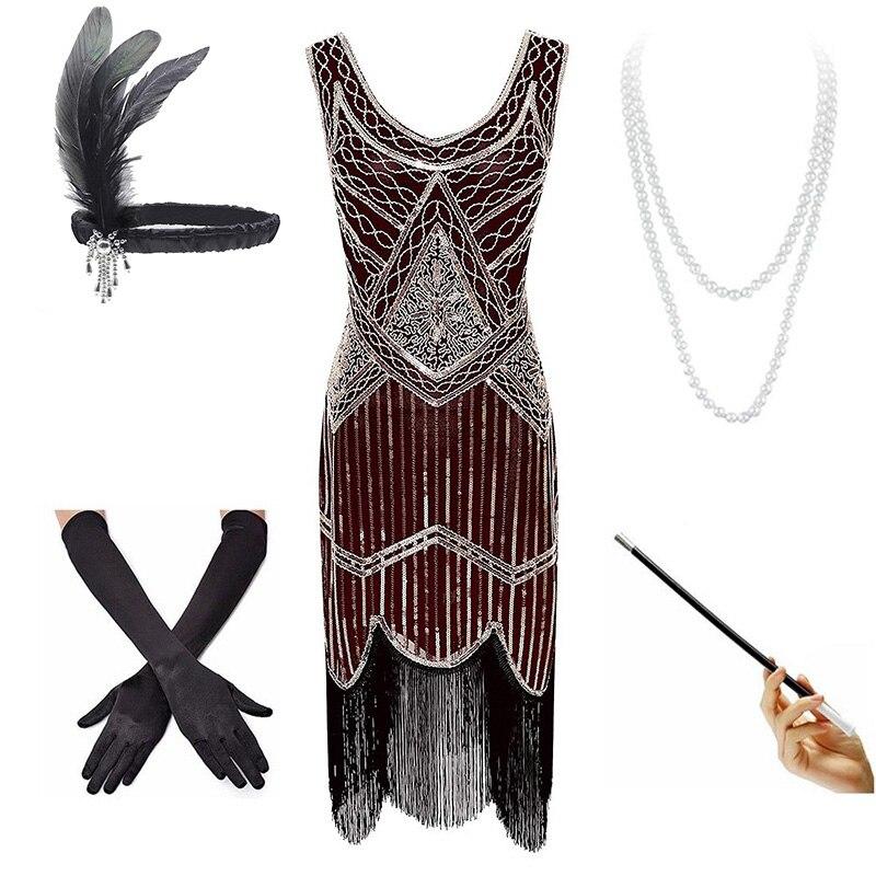 20-Luvun Vintage Viininpunainen Mekko