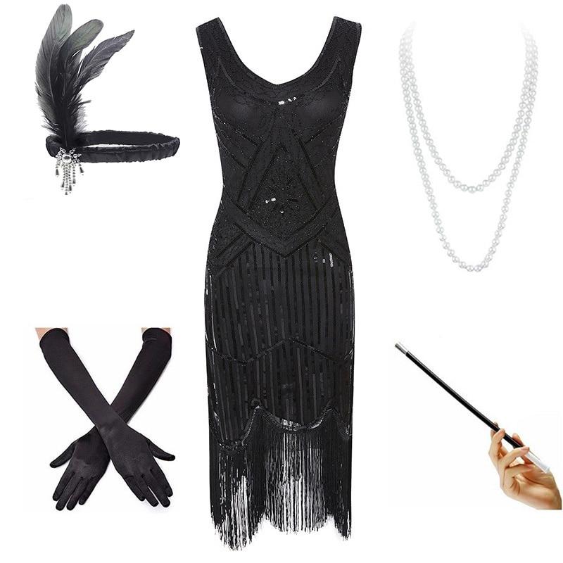 20-Luvun Vintage Musta Mekko