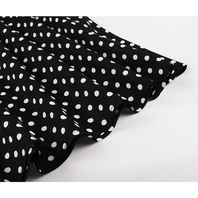 50-Luvun Amerikkalainen Vintage-Musta Mekko, Jossa On Valkoisia Pilkkuja