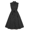 50-Luvun Amerikkalainen Vintage-Musta Mekko, Jossa On Valkoisia Pilkkuja
