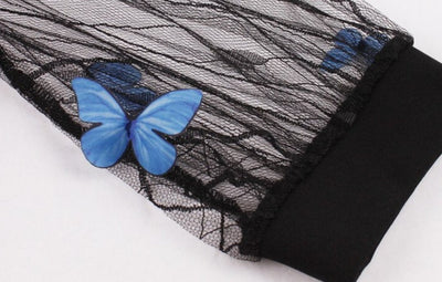 50-Luvun Pin Up Blue Butterflies -Mekko