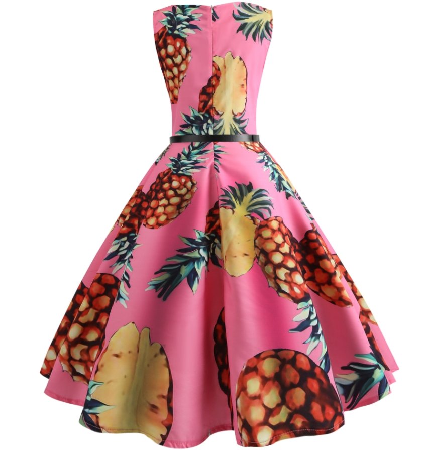 50-Luvun Pin Up Vaaleanpunainen Mekko