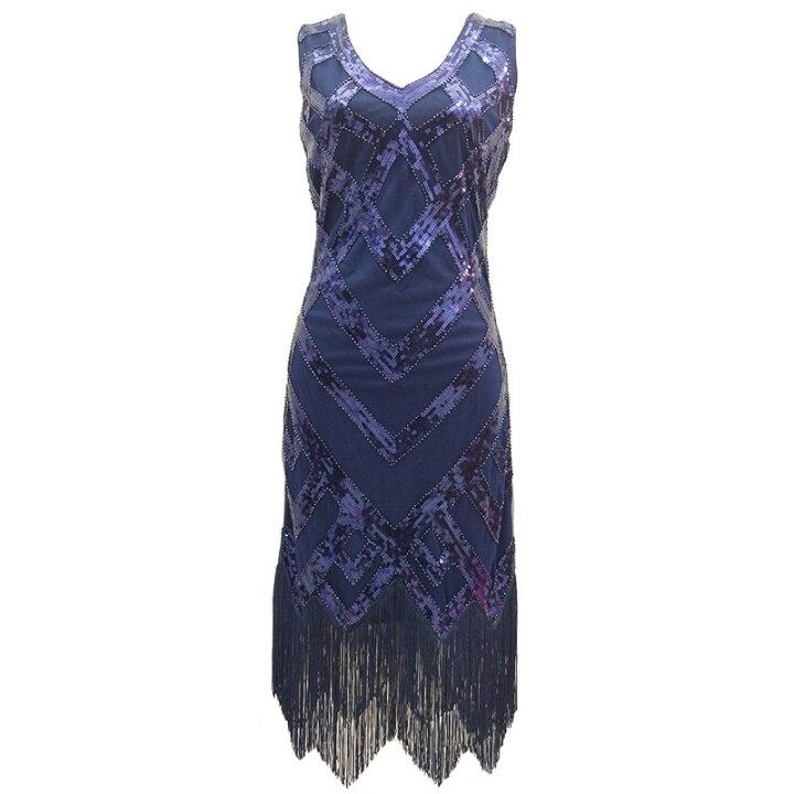 20-Luvun Vintage Sininen Mekko