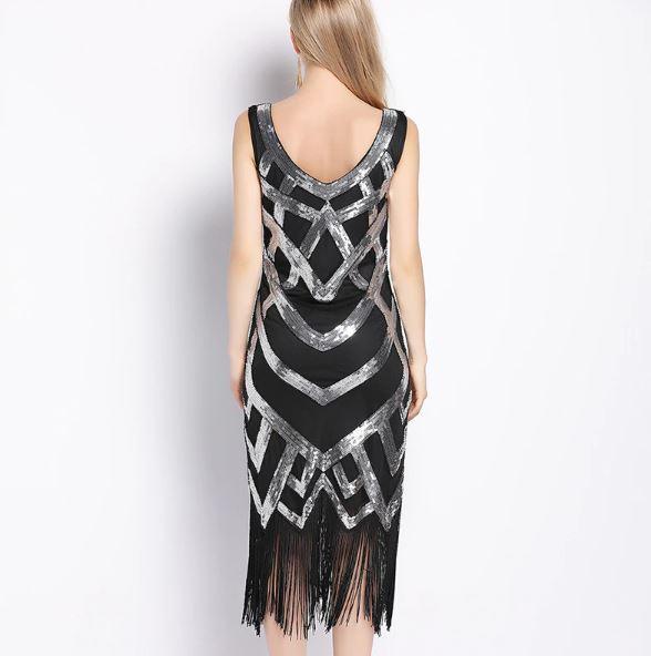 20-Luvun Vintage-Mekko, Musta Hopea