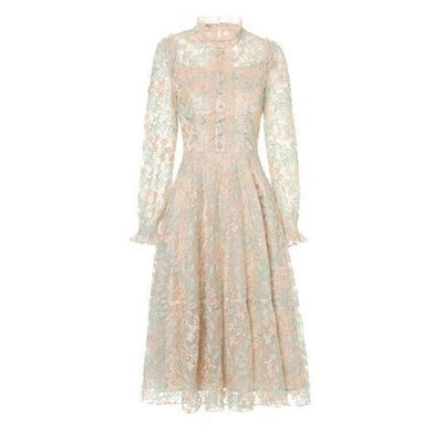 40-Luvun Mekko Pitsi Vintage Chic Grey