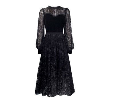 40-Luvun Vintage Tyylikäs Pitsimekko, Musta