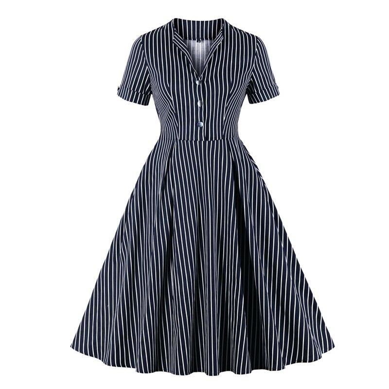 50-Luvun Vintage Laivastonsininen Mekko