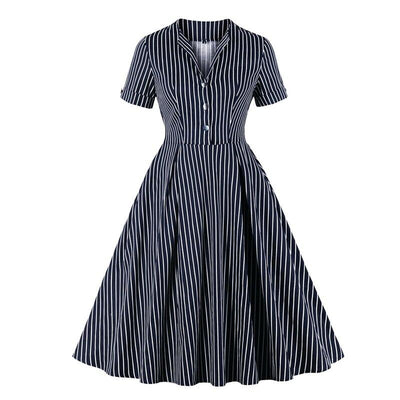 50-Luvun Vintage Laivastonsininen Mekko