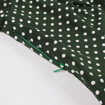 50-Luvun Vintage Vihreä Pilkkumekko
