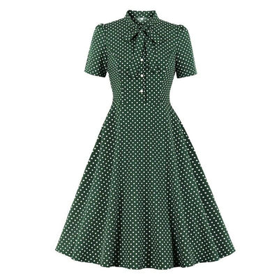50-Luvun Vintage Vihreä Pilkkumekko