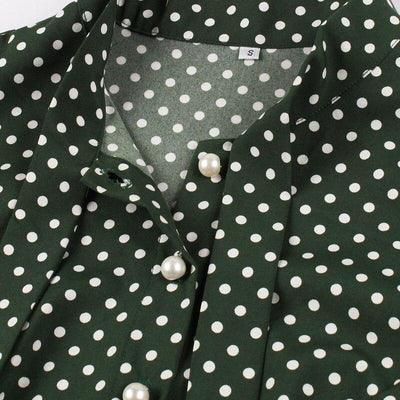 50-Luvun Vintage Vihreä Pilkkumekko