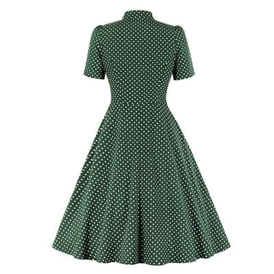 50-Luvun Vintage Vihreä Pilkkumekko