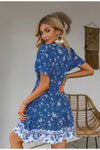 Sininen Vintage Kukkainen Mekko