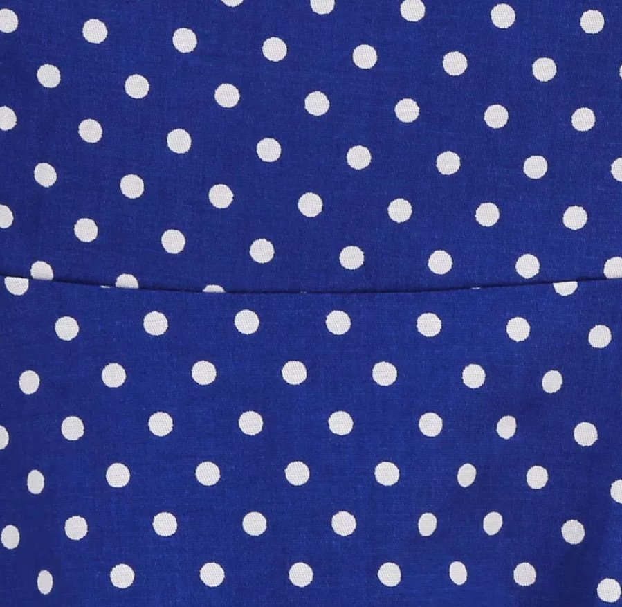 Vintage Sininen Mekko Valkoisilla Pilkuilla