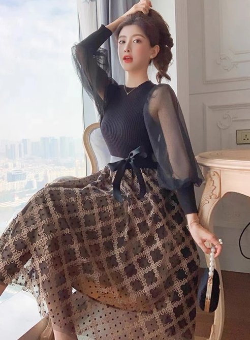 Vintage 40-Luvun Musta Ruutumekko