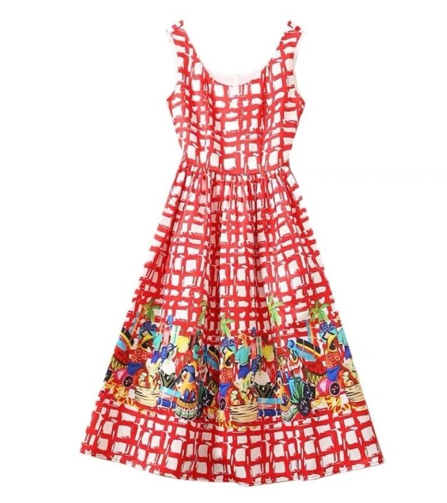 Vintage 40-Luvun Punainen Ruutumekko