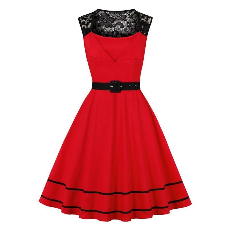 Vintage Rockabilly Punainen Iltapuku