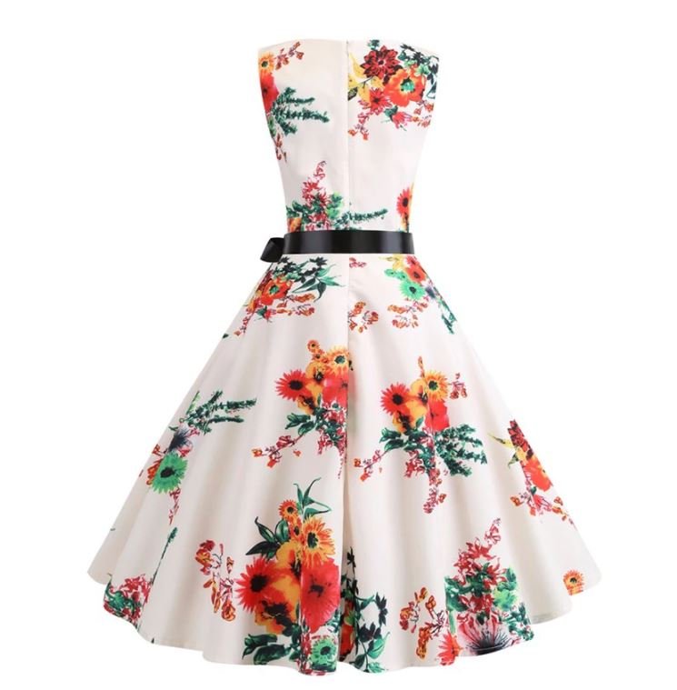 Beige Ja Pinkki Vintage Levenevä Mekko