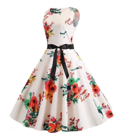 Beige Ja Pinkki Vintage Levenevä Mekko