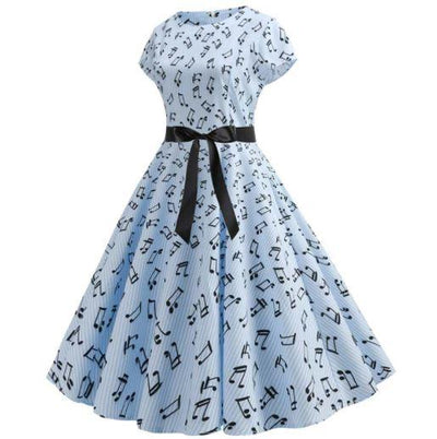 Vintage Music Blue Flared Mekko
