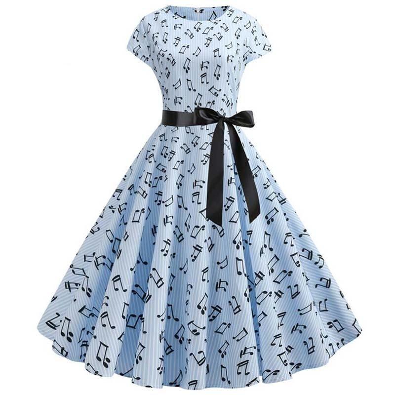 Vintage Music Blue Flared Mekko