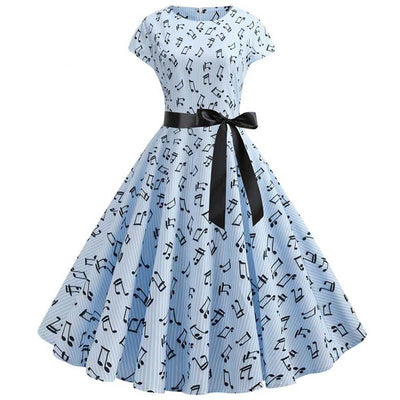 Vintage Music Blue Flared Mekko
