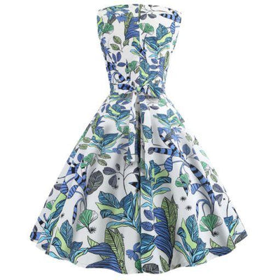 Vintage Blue Flowers Flared Mekko