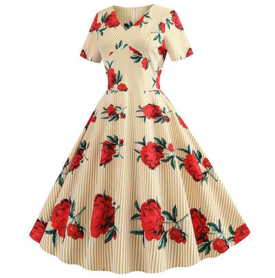 Vintage Yellow Flowers Flared Mekko
