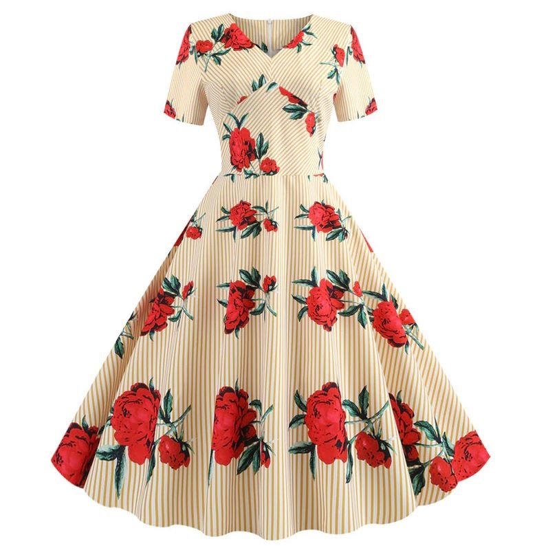 Vintage Yellow Flowers Flared Mekko