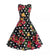 Vintage Laivastonsininen Polka Dot Flowers -Mekko