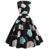 Vintage Black Flowers Flared Mekko